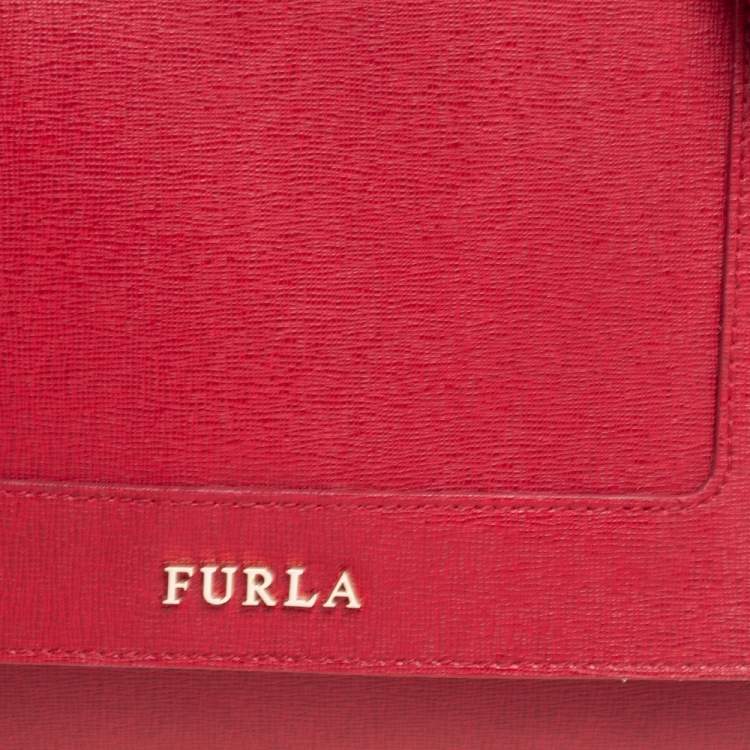 Pre Owned Furla Red Leather Mini Ginevra Shoulder Bag
