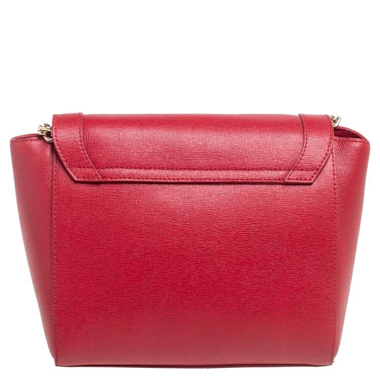 Pre Owned Furla Red Leather Mini Ginevra Shoulder Bag