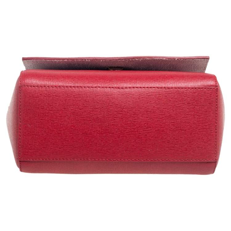 Pre Owned Furla Red Leather Mini Ginevra Shoulder Bag