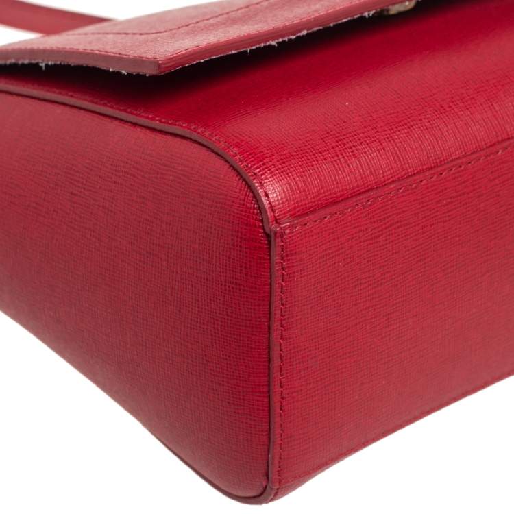 Pre Owned Furla Red Leather Mini Ginevra Shoulder Bag