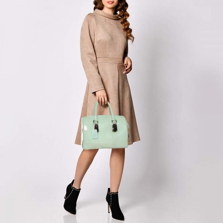 Pre Owned Furla Mint Green PVC Candy Satchel