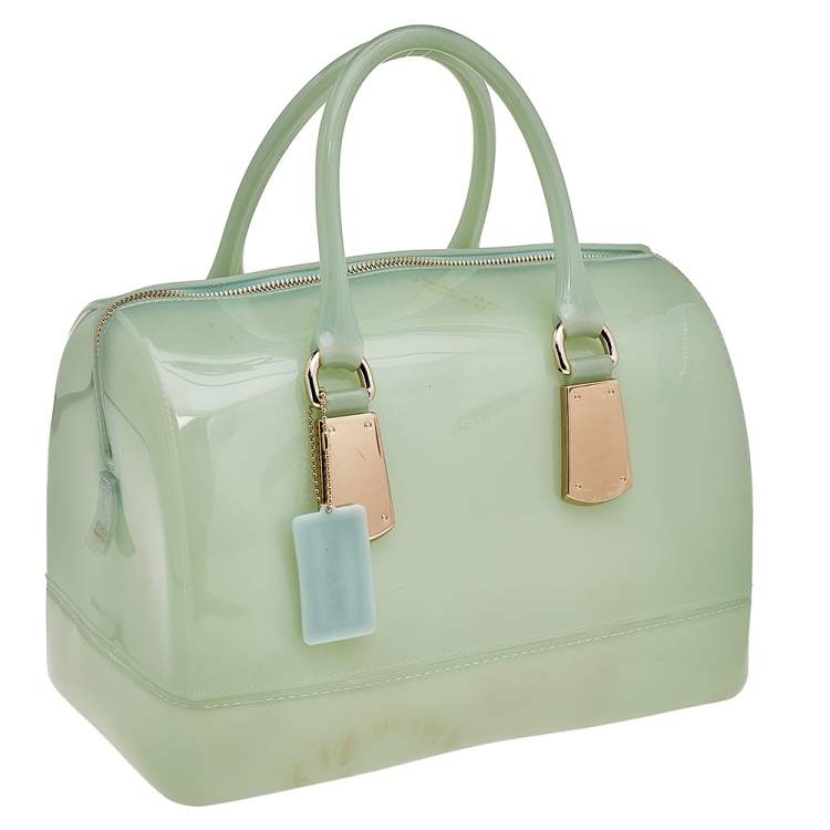 Pre Owned Furla Mint Green PVC Candy Satchel