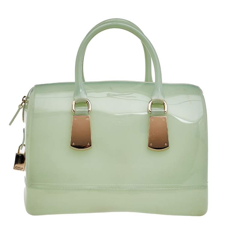 Pre Owned Furla Mint Green PVC Candy Satchel