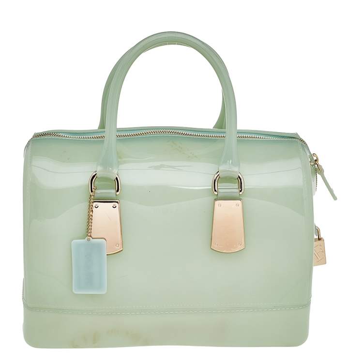 Pre Owned Furla Mint Green PVC Candy Satchel