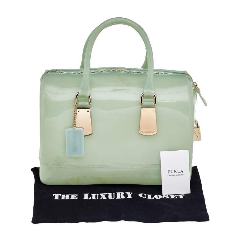 Pre Owned Furla Mint Green PVC Candy Satchel