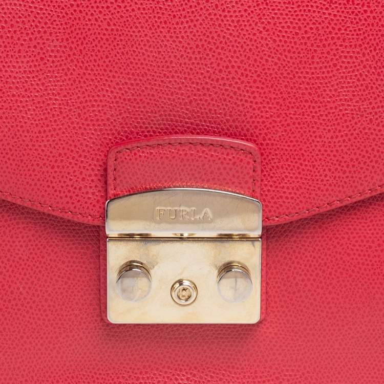 Pre Owned Furla Red Leather Metropolis Top Handle Bag