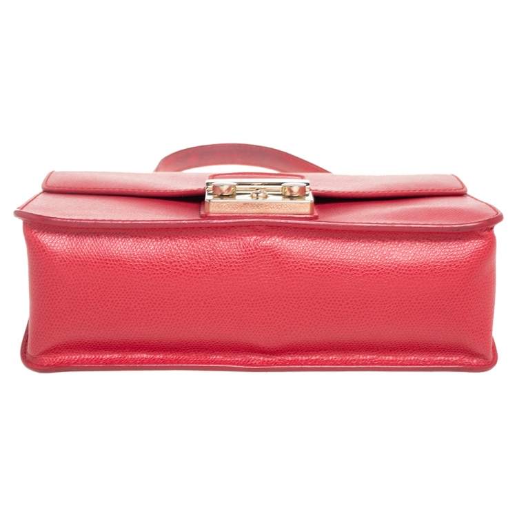 Pre Owned Furla Red Leather Metropolis Top Handle Bag