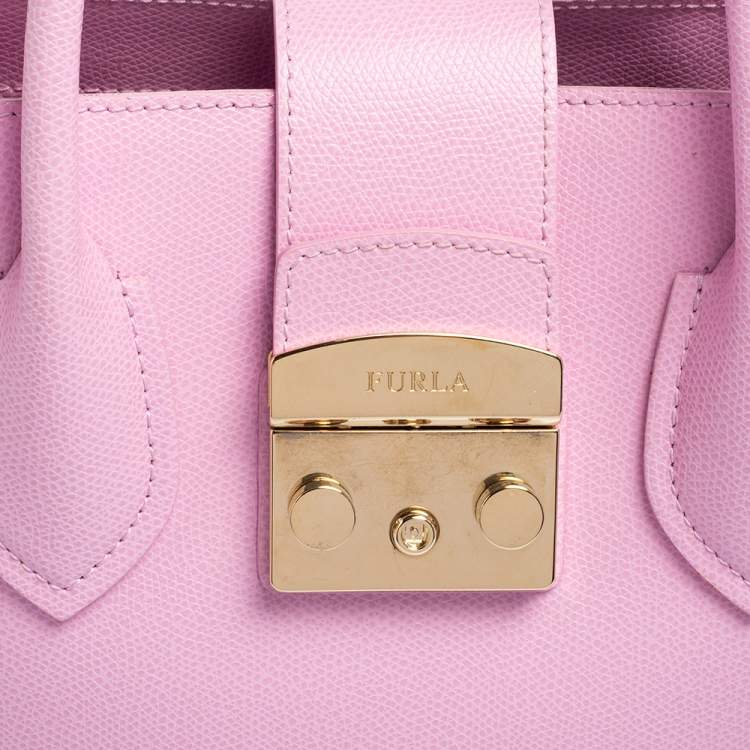 Pre Owned Furla Pink Leather Small Metropolis Tote