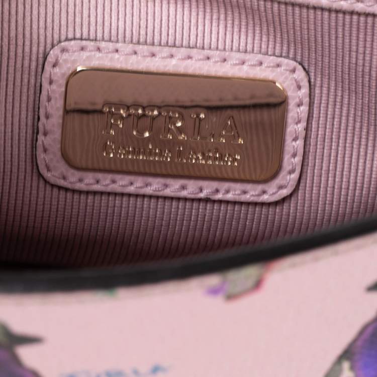 Pre Owned Furla Multicolor Bird Print Leather Mini Metropolis Chain Crossbody Bag