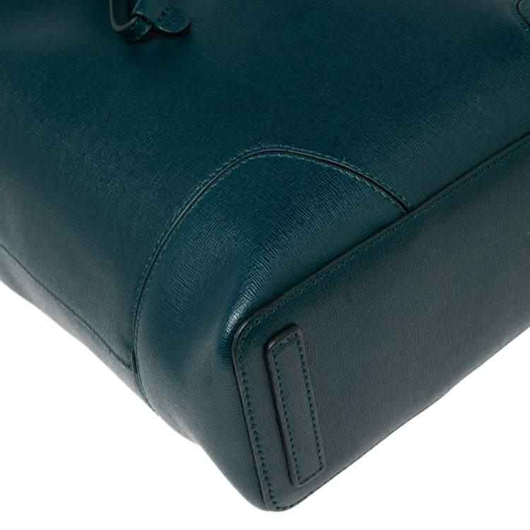 Pre Owned Furla Green Leather Drawstring Bucket Bag 