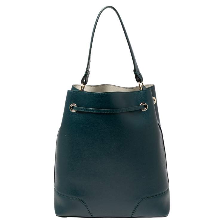Pre Owned Furla Green Leather Drawstring Bucket Bag 