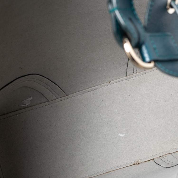 Pre Owned Furla Green Leather Drawstring Bucket Bag 