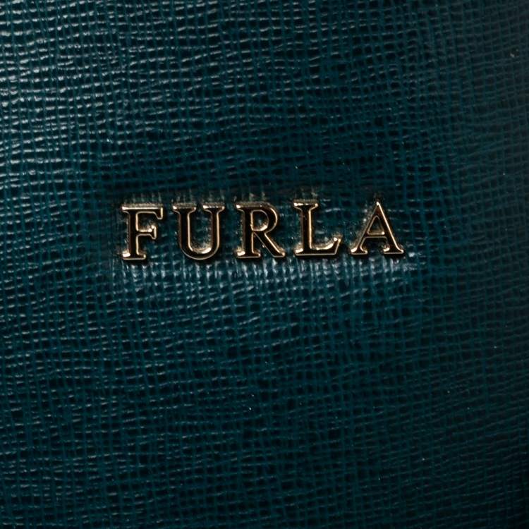 Pre Owned Furla Green Leather Drawstring Bucket Bag 