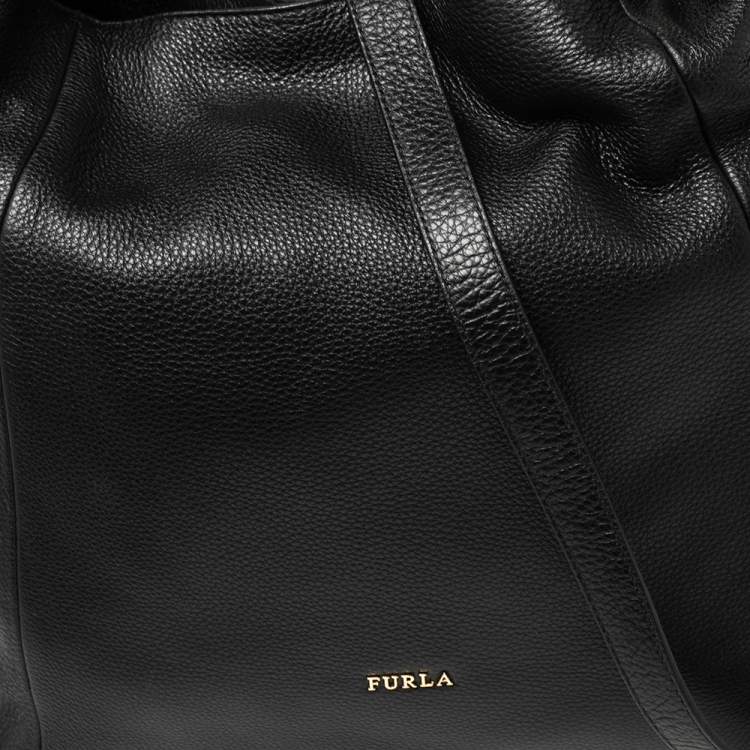 Pre Owned Furla Black Leather Elizabeth Zip Hobo