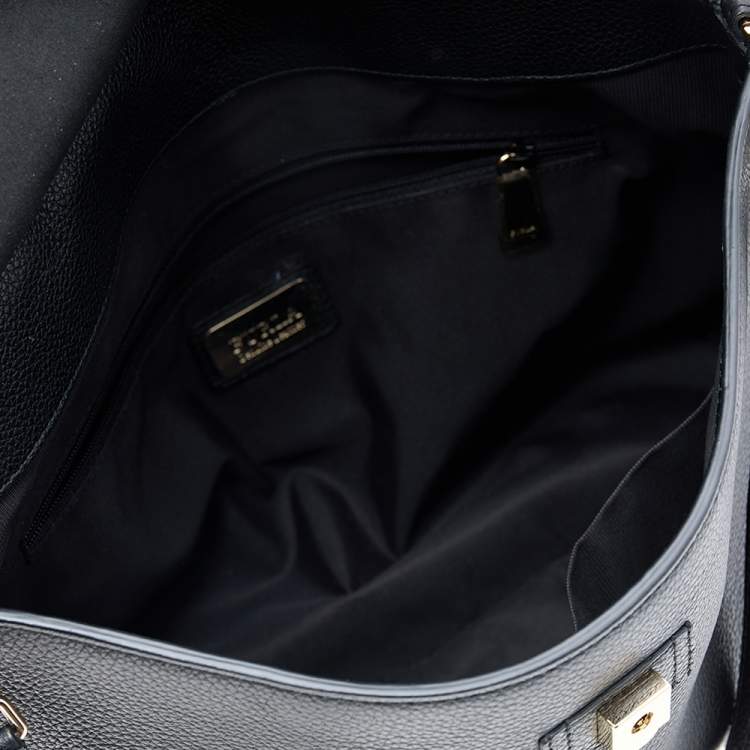 Pre Owned Furla Black Leather Top Handle Bag