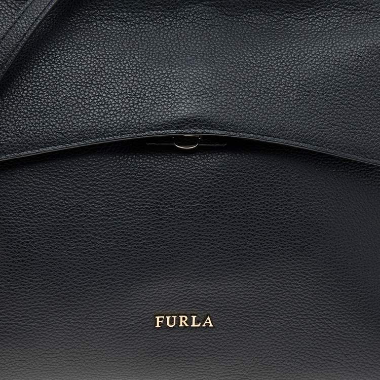Pre Owned Furla Black Leather Top Handle Bag