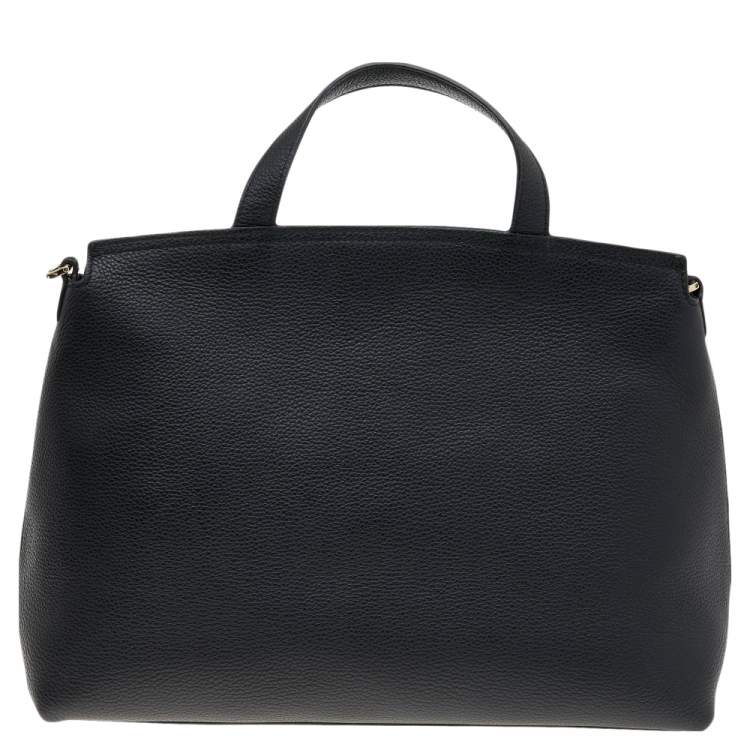 Pre Owned Furla Black Leather Top Handle Bag