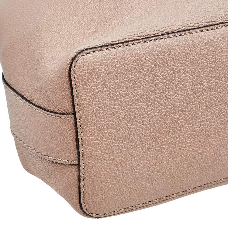 Pre Owned Furla Beige Leather Medium Costanza Drawstring Bucket Bag