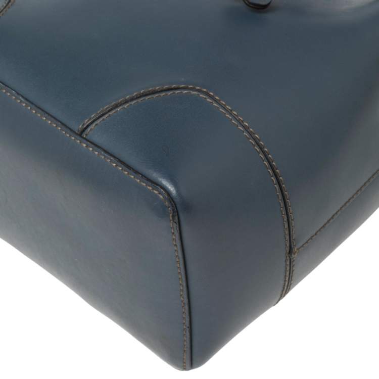 Pre Owned Furla Blue Leather Stacy Drawstring Bucket Bag