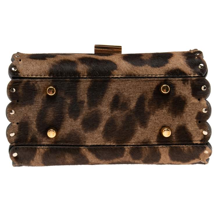 Pre Owned Furla Black/Brown Animal Print Pony Hair And Leather Amazzone Crossbody Bag