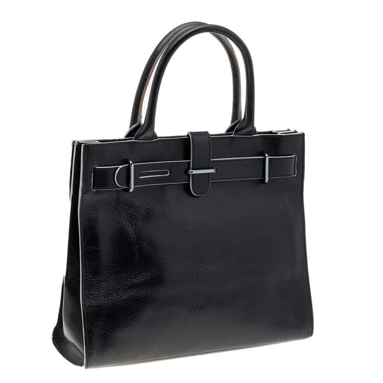 Pre Owned Furla Black Leather Greta Tote