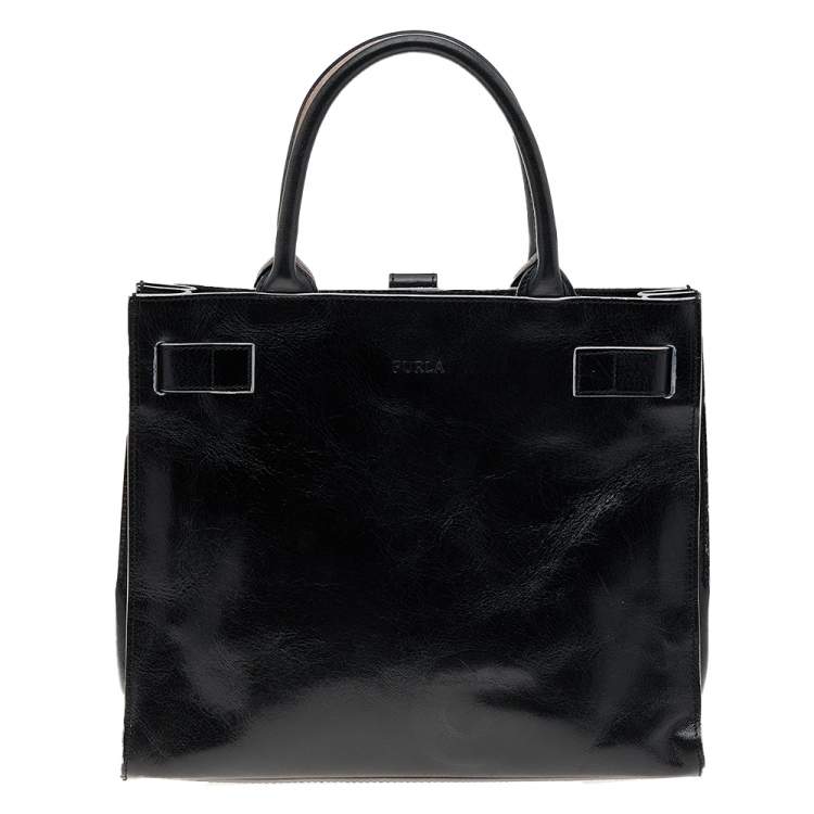 Pre Owned Furla Black Leather Greta Tote