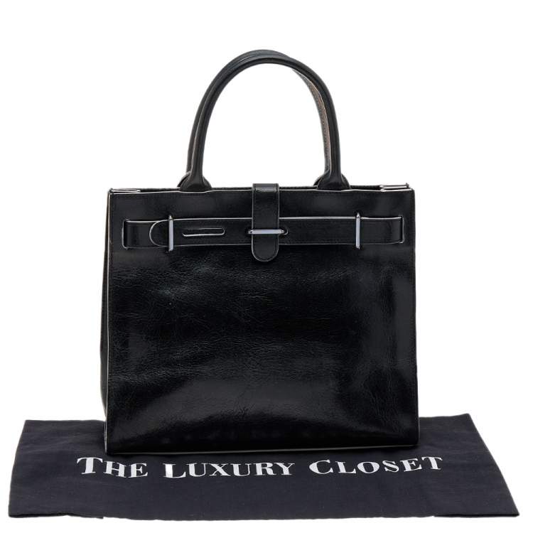Pre Owned Furla Black Leather Greta Tote