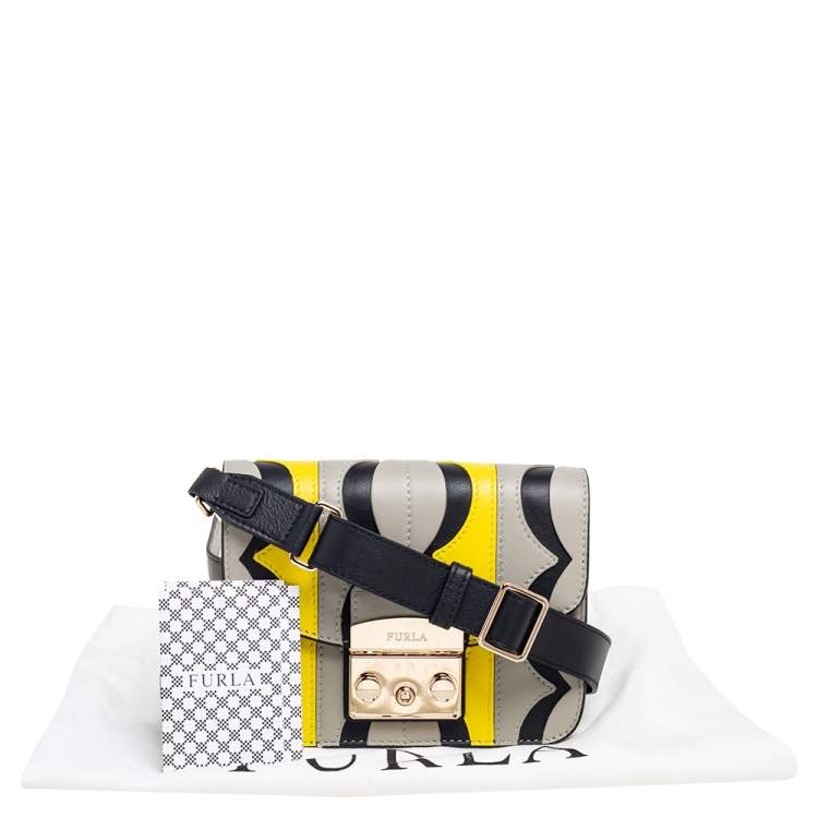 Pre Owned Furla Tri-Color Cut Out Leather Metropolis Crossbody Bag