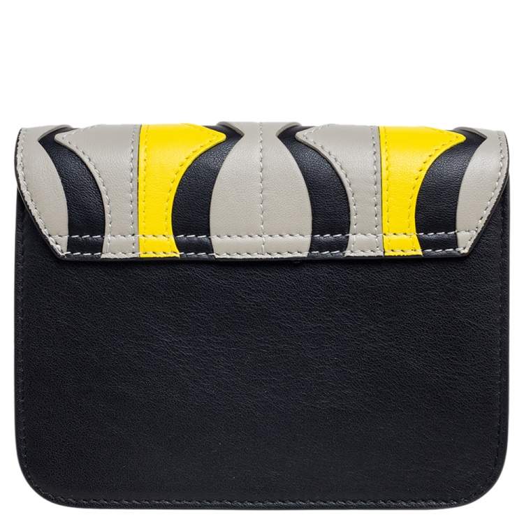 Pre Owned Furla Tri-Color Cut Out Leather Metropolis Crossbody Bag