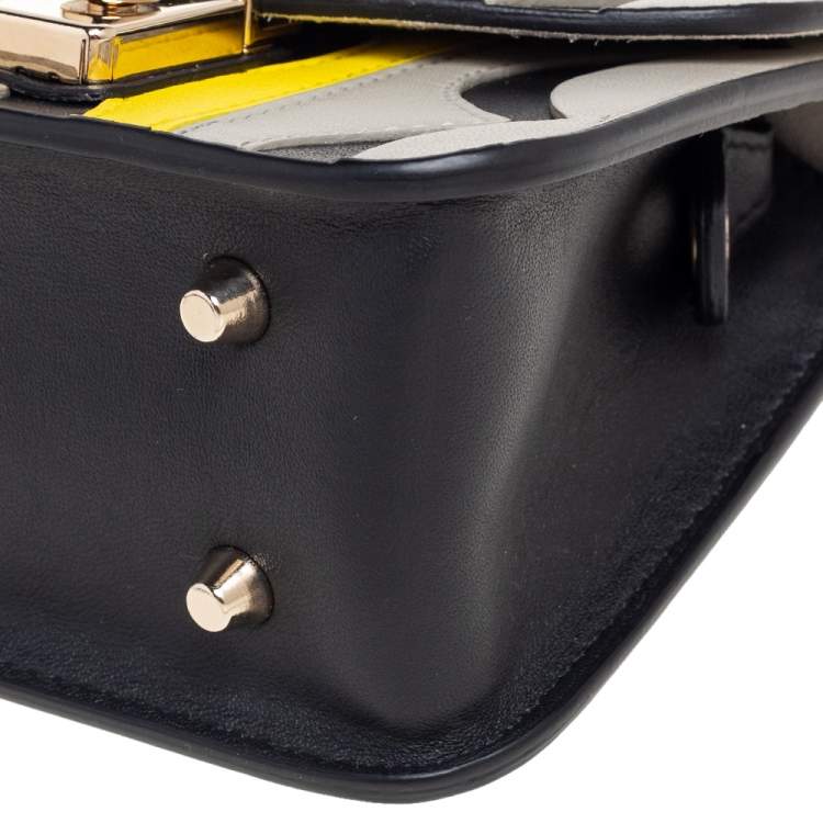 Pre Owned Furla Tri-Color Cut Out Leather Metropolis Crossbody Bag
