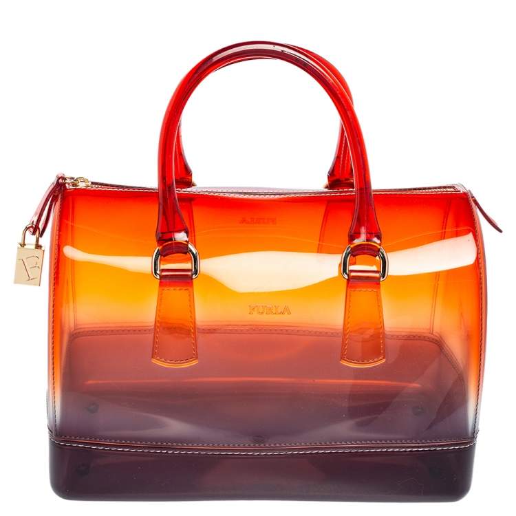 Furla Red Black Rubber Medium Candy Satchel Furla The Luxury Closet