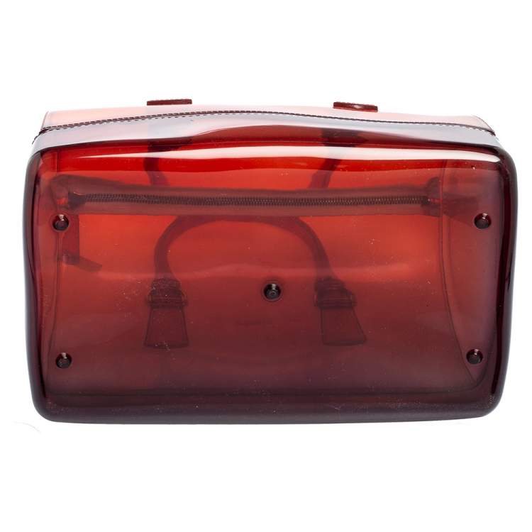 Pre Owned Furla Red/Black Rubber Medium Candy Satchel