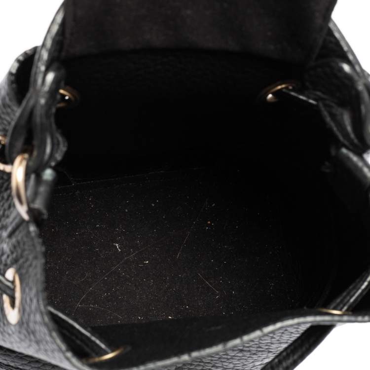 Pre Owned Furla Black Leather Mini Stacy Bucket Bag