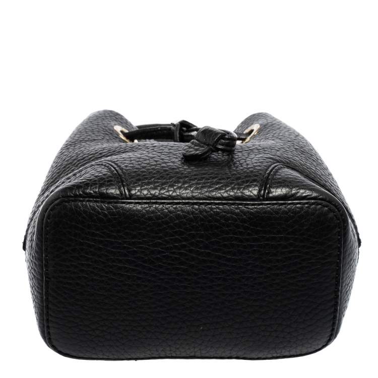 Pre Owned Furla Black Leather Mini Stacy Bucket Bag