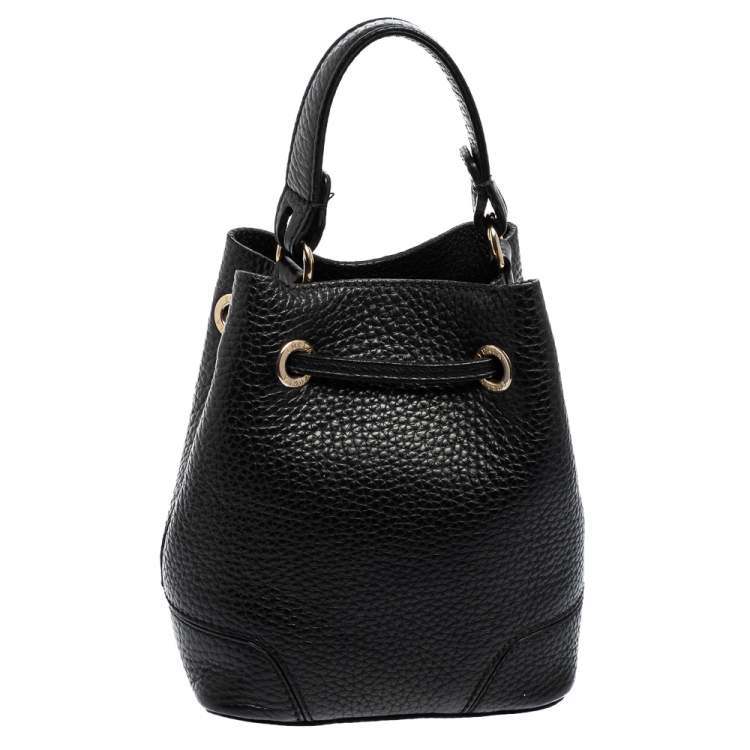Pre Owned Furla Black Leather Mini Stacy Bucket Bag
