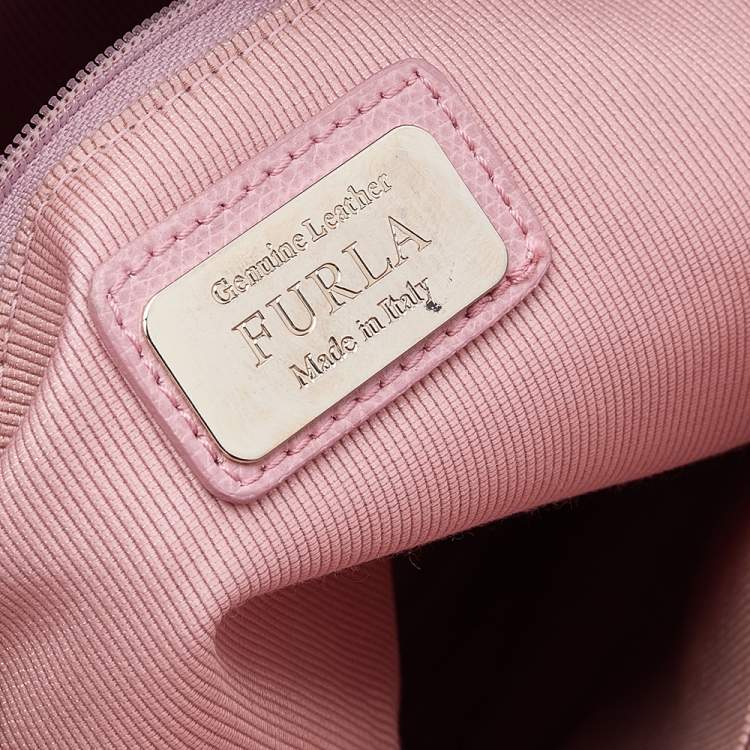 Pre Owned Furla Pink Leather Piper Dome Satchel