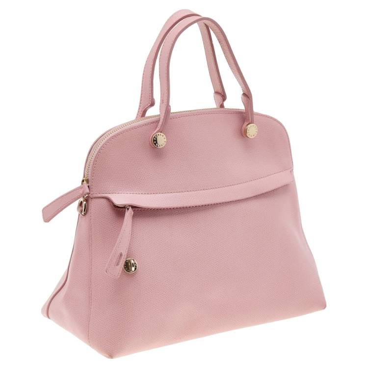 Pre Owned Furla Pink Leather Piper Dome Satchel