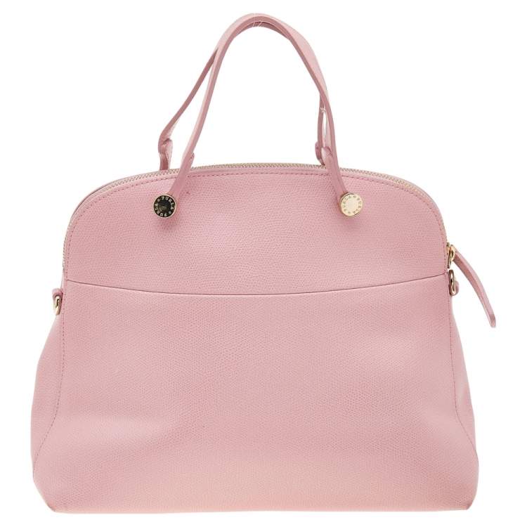 Pre Owned Furla Pink Leather Piper Dome Satchel
