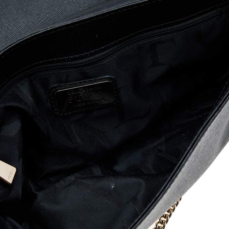 Pre Owned Furla Black Leather Julia Chain Shoulder Bag