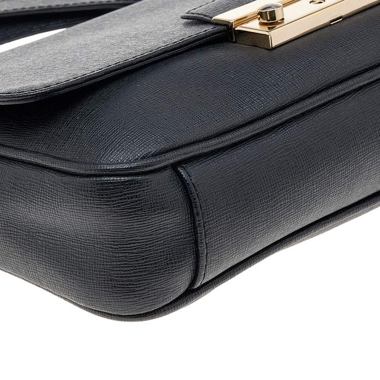 Pre Owned Furla Black Leather Julia Chain Shoulder Bag