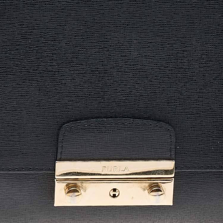 Pre Owned Furla Black Leather Julia Chain Shoulder Bag