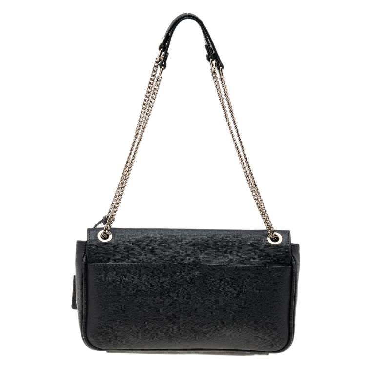 Pre Owned Furla Black Leather Julia Chain Shoulder Bag