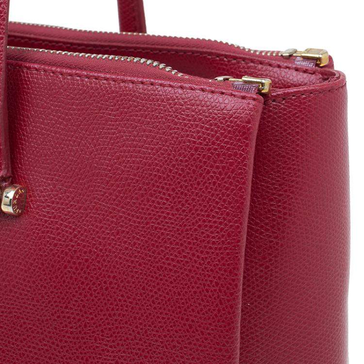 Pre Owned Furla Red Textured Leather Large Lotus Tote