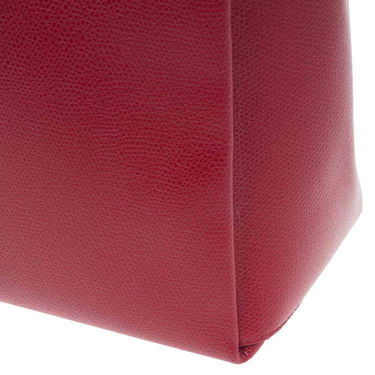 Pre Owned Furla Red Textured Leather Large Lotus Tote