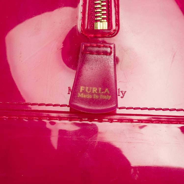 Pre Owned Furla Dark Pink Rubber Small Candy Satchel
