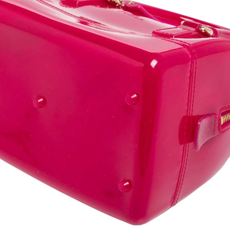 Pre Owned Furla Dark Pink Rubber Small Candy Satchel
