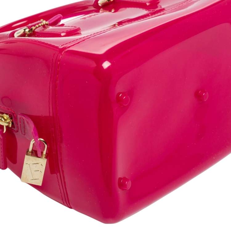 Pre Owned Furla Dark Pink Rubber Small Candy Satchel