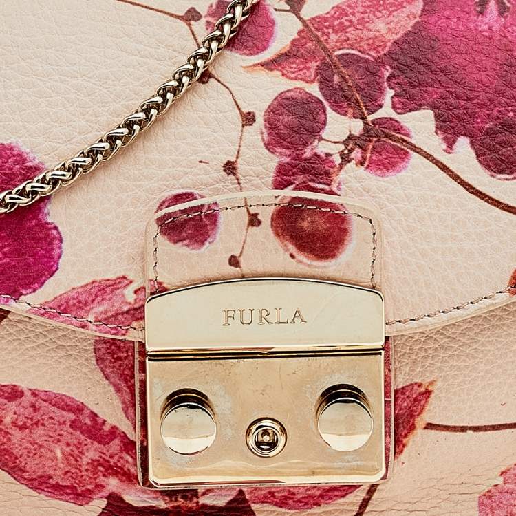 مملوكة مسبقًا Furla Rose Pink Leather Mini Metropolis Chain Shoulder Bag