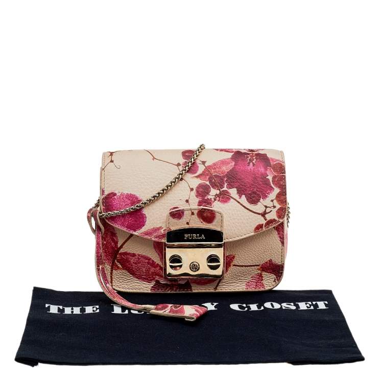 مملوكة مسبقًا Furla Rose Pink Leather Mini Metropolis Chain Shoulder Bag