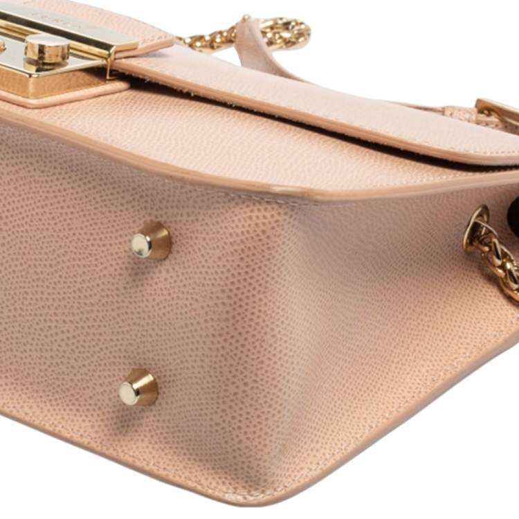 Pre Owned Furla Moonstone Leather Small Metropolis Crossbody Bag
